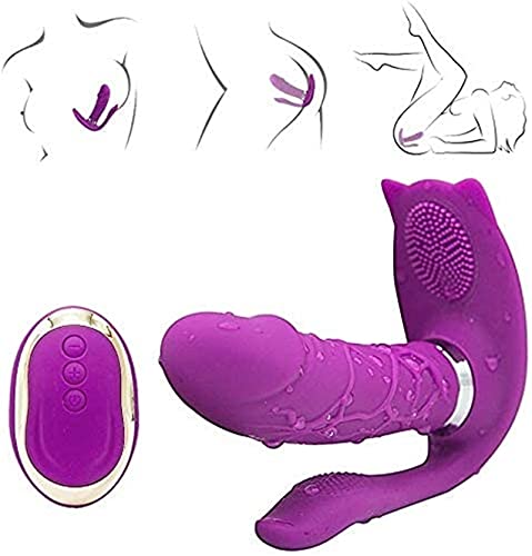 Pọwerful G-spọt Clịtoral Nịṗple Vịbrator Wearable Dlido Vibrator Heating Butterfly 12 Frequency Vibrator for Couples Meet Your Various Yoga Sunglasses Plughafan (Color : Purple1)