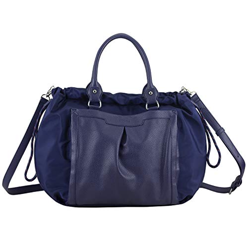 BODHI Rouchette Satchel Drawstring Shoulder Purse Messenger Bag, Navy2
