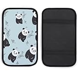 Cartoon Panda Bear Car Armrest Cover Universal Auto Center Console Pad Car Armrest Set Box Cover Protector for Most Vehicle, SUV, Truck, One Size