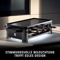WMF Master Raclette Grill mit Keramikpfännchen und Schiebern, Raclette 8 Personen, 1500 W, mit Ablage, variable Temperaturkontrolle, antihaftbeschichtet, spülmaschinengeeignet, edelstahl schwarz matt – Ansicht 4