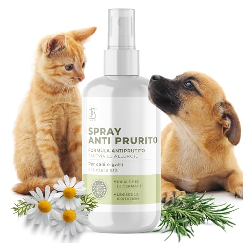 Db Labo Spray Anti Prurito per Cani e Gatti 250ml | Lenisce Fastidio, Prurito e Dermatite Cane e Gatto | Formula Naturale a Base di Aloe Vera, Camomilla e Rosmarino | Sicuro, Vegan per Tutte Le età