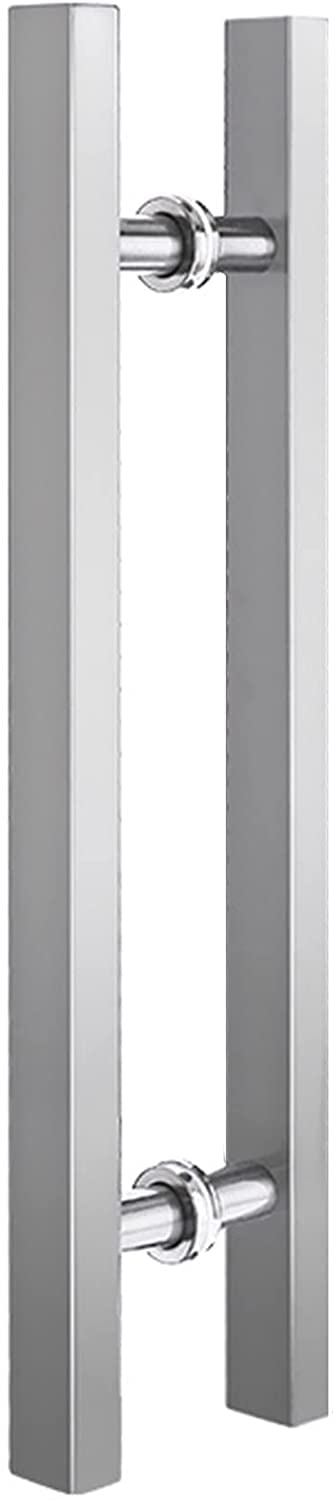 MXXQRHF Premium Gold Push Pull Door Handles - Stainless Steel Commercial Glass Door Handle for Interior & Exterior, 60cm/24in Size, Elegant Silver Finish
