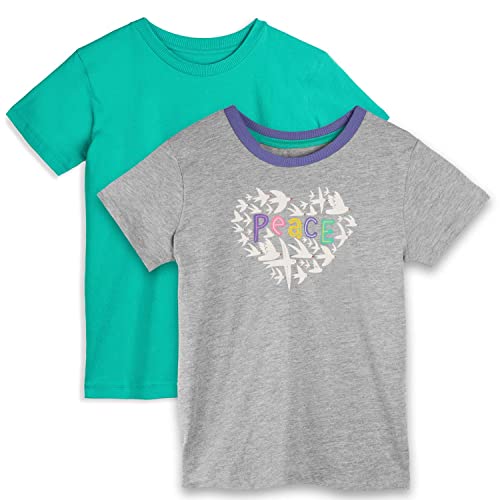 Mightly Girls' Crewneck Short Sleeve T Shirts | 100% Organic Cotton, Colorful Casual Clothes, Soft & Basic Crewneck Tee