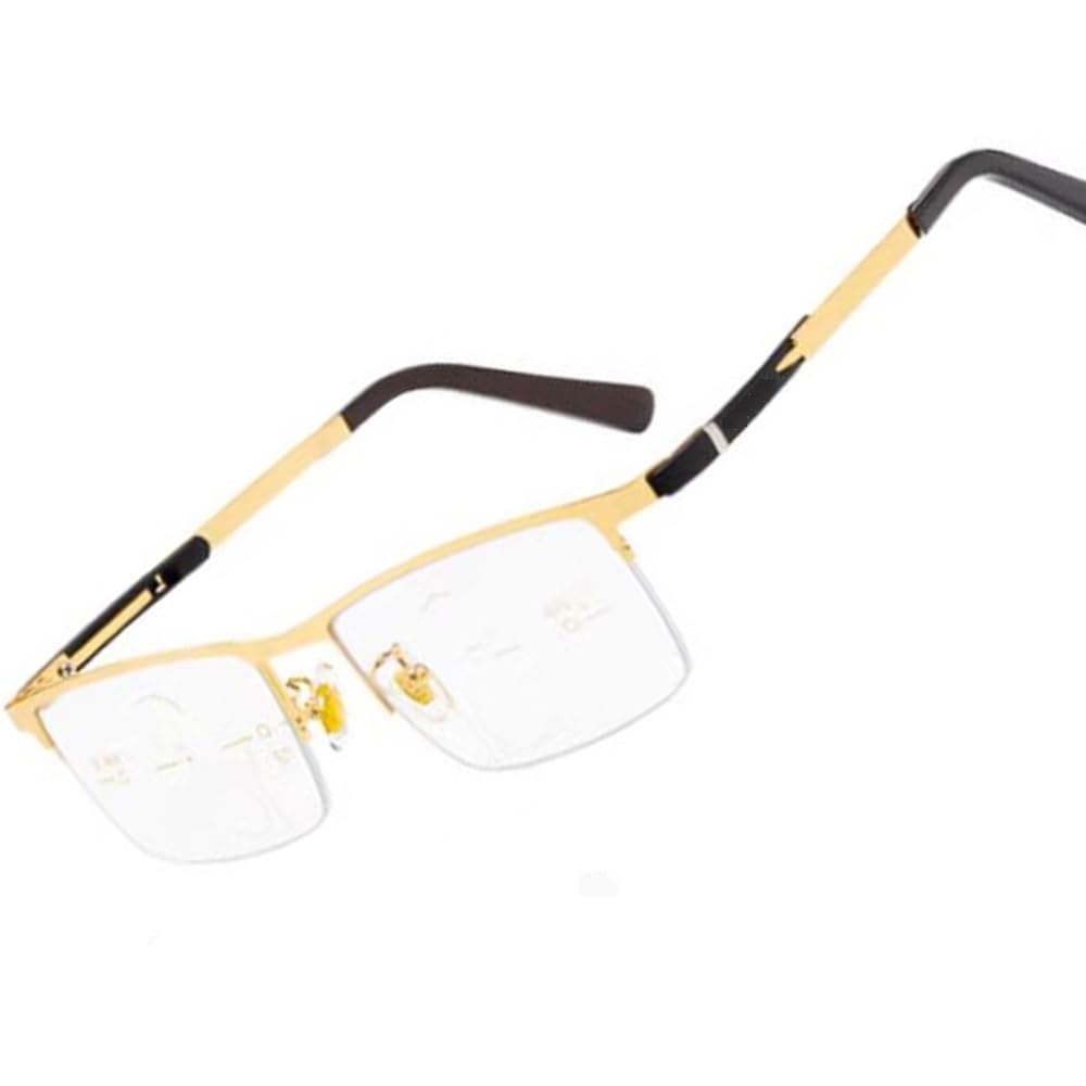 COKYIS Halbrand Lesebrillen Bifokale Lesebrille Klassische Herren Computerbrille Metallrahmen Presbyopie Leser HD Computer Leser Federscharniere (Size : +1.5)