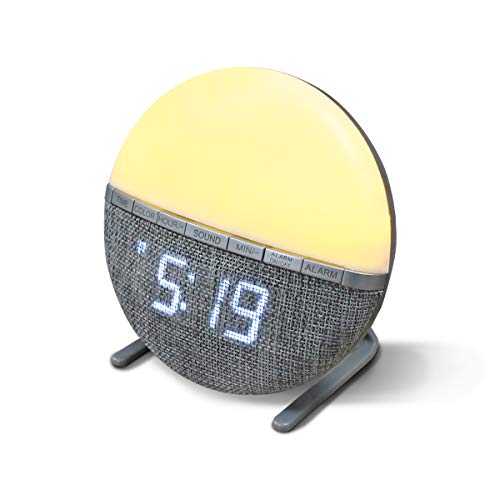 MONE Wake-Up Light,Night Light Clock Alarm,Sleep Music Alarm Clock,Color Changing Night Light Alarm Clock,Digital Fabric Alarm Clock
