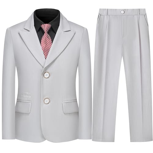 Reviews de Trajes y Blazers para Niño los más recomendados. 50 Traje formal de esmoquin para niños, ajuste ajustado, para boda, vestido de adolescente y niño, Gris, 6 Años