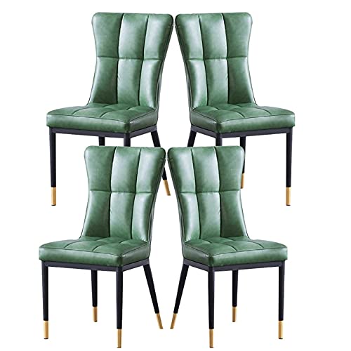 Dining Chair Kitchen Dining Room Furniture Chairs Dining Chairs Set of 4 Modern Metal Leg Kitchen Living Room Chairs Matte Water Proof Leather Upholstered Side Chairs (Color : Green)