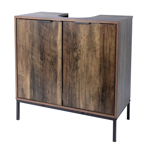 Dylex Under Sink Bathroom Storage Cabinet, 2 Door, Rustic Brown Oak, 60 x 60 x 30 cm