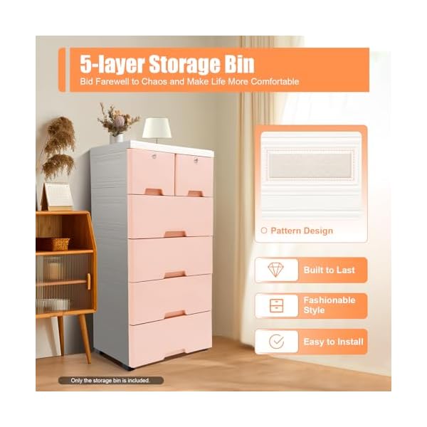   Plastic-Drawers-Dresser-6-Drawers-Dresser-Chest-Furniture-Bedroom-Storage-Organizer-Plastic-Cabinet-Dresser-Organizer-For-Clothes-Suitable-For-Wardrobe-Bedroom-Nursery-Playroom-Entryway-Pink