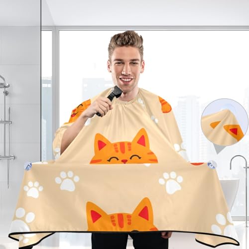 Capa para Corte de Pelo Qilmy con Gatos Naranja, Impermeable miniatura 5