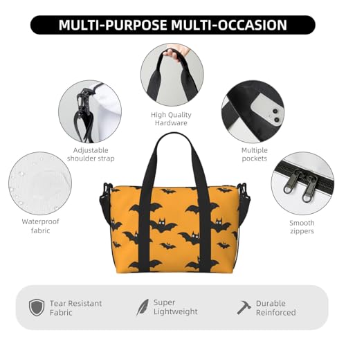 Laptop Tote Bag for Women Work - Cute Black Bat Print Weekender Overnight Bags for Women Travel, Gym Duffle Bag for Men, Personal Item Crossbody Travel Bags for Men Carry On3
