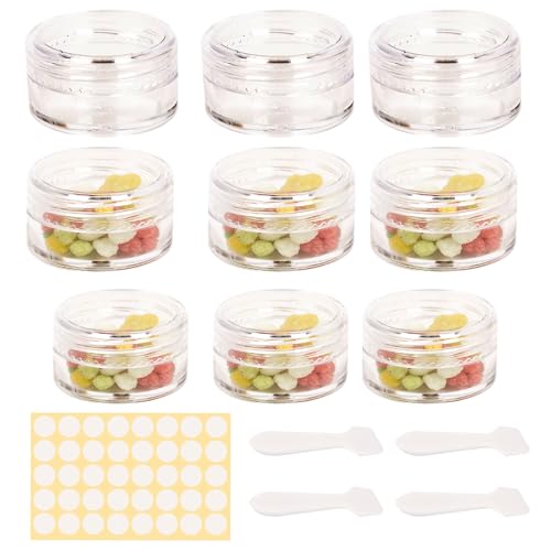 Tarros de plástico vacíos para cosméticos, recipientes de muestra con tapas, recipientes de maquillaje, macetas de muestra, macetas de crema de viaje, macetas pequeñas de viaje para cosméticos (color