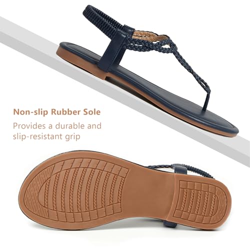 Image of zeetoo Women's Flat Sandals Summer T-StrapThong Bohemian Casual Comfortable Dressy Sandals for Women