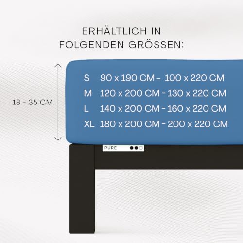 schlafgut Pure Spannbettlaken 90x200 cm Bio-Baumwolle Jersey, Blue Mid – Ansicht 2