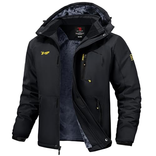 [Gopune] メンズ アウトドア ジャケット 裏ボア ハイキングウェア 多機能登山服 ジョギング アウター スキーウェア 防水 ジャンパー 防風 防寒 ウィンドシェルジャケット 秋冬用 ブラック XL 1枚目