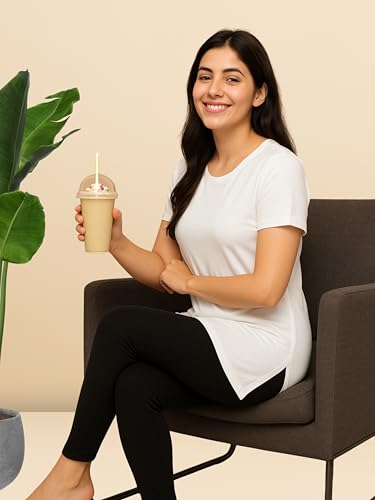 Image of 9shines Label Cotton Plus Size Long T-Shirt Tunic | Hip Covering Regular Top Nightwear| Sleepshirt Lounge wear for Women with Pocket (M-7XL)