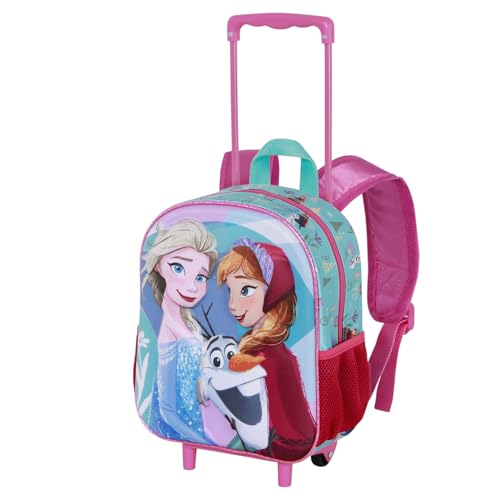 Disney Mochila 3D com rodas pequena mochila 3D com rodas pequena unissexo para crianças (embalagem de 1), azul congelado 2, Tamanho único, Mochila 3D com rodas pequenas