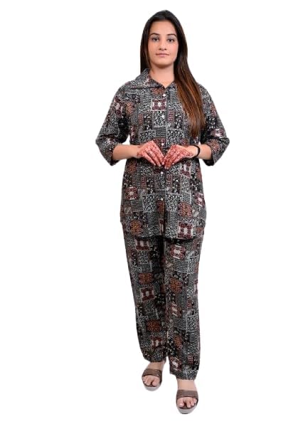 Printed Co-ord Set for Women | Stylish Two-Piece Outfit | Comfortable & Trendy Print Top and Bottom for casual and office-image-48