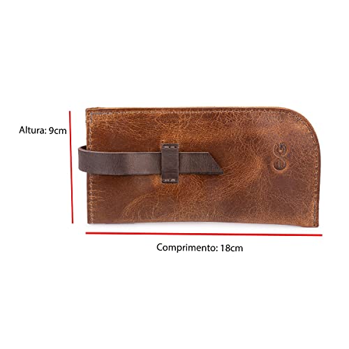Porta Óculos/case/estojo Rústico 100% Couro Legítimo (Marrom)