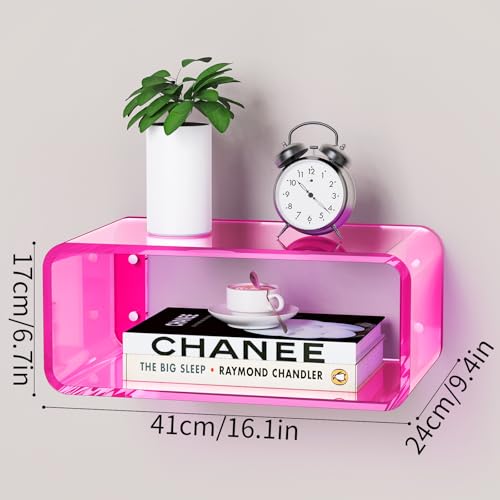 Acrylic-Floating-Nightstand-Bedside-Table-Nightstand-Shelf-Wall-Mounted-Bedside-Shelf-Pink-Small Acrylic Floating Nightstand Bedside Table Nightstand Shelf Wall Mounted Bedside Shelf Pink Small