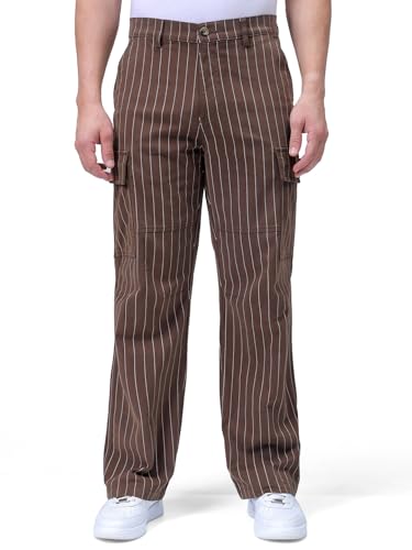 Image of The Indian Garage Co Men Relaxed Fit Geometric Print Mid-Rise Stretchable Cargos