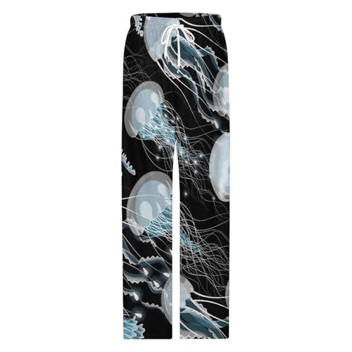 Pajama Pants for Men Women Vibrant Couple Home Sleep Pants Sleepwear Gifts Glowing Jellyfish4