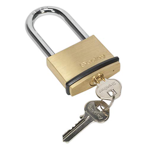 Image of Sealey Pl202L Brass Body Padlock Long Shackle 50Mm
