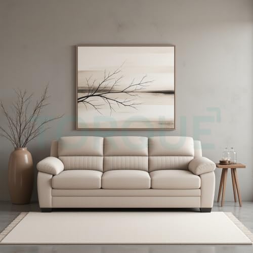 Image of Torque - Jett Luxurious Fabric 3 Seater Sofa for Living Room (Beige) | Wooden 3 Seater Sofa Set Couch for Bedroom Hall | 1 Year Warranty