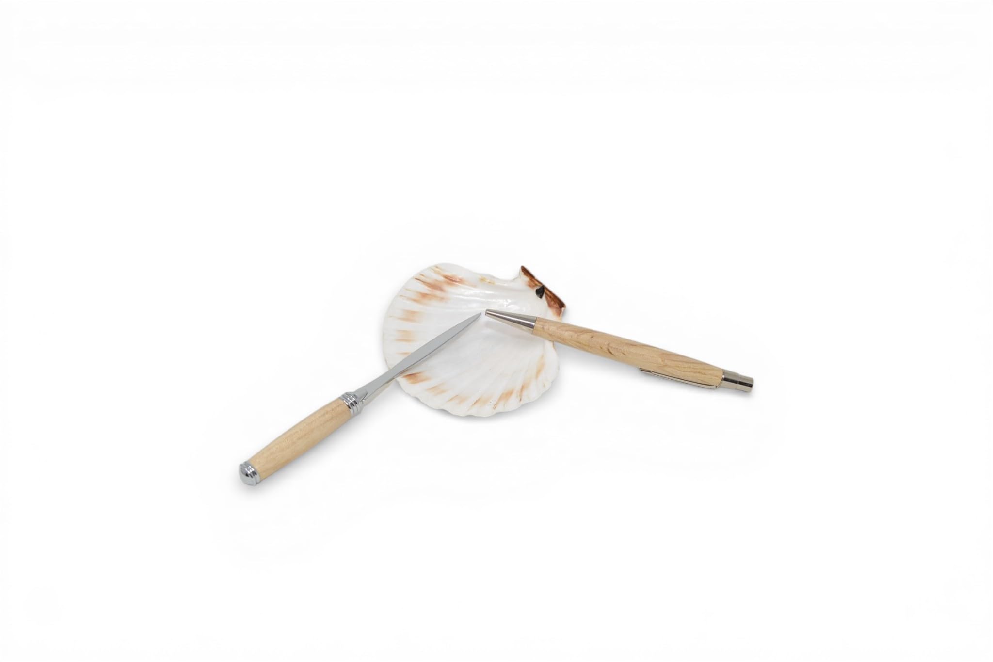 Holz Schreibset aus Ahorn – Kugelschreiber & Brieföffner Set, handgefertigt, verchromt, nachfüllbar, Unikat mit Geschenkbox - Holzgeschenk