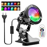 Contrôle facile par télécommande : le spot LED à pince permet un contrôle facile via la télécommande RF. Basculez entre 16 couleurs RVB avec le spot LED à pince, ajustez la luminosité et activez différents modes d'éclairage pour un effet d'éclairage parfait.