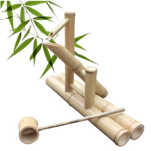 MRKU Kit de Fontaine en Bambou sur Pied avec Pompe, Fontaine à Eau d'extérieur de Jardin Japonais, Bec verseur pour aménagement paysager d'arrière-Cour, Fontaine Zen à Faire soi-même