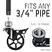 PIPE DECOR Swivel Caster Wheels for ¾” Pipe (4-Pack), Casters for Pipe Legs with Locking Mechanism