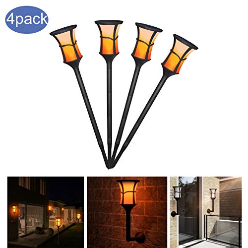 LIJUEZL Solar Lights Outdoor with 96 LED, 4Pack Decor Waterproof Dancing Solar Flame Torch Lights,A/4pack