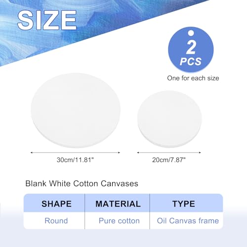 Paneles de pintura en blanco redondos de algodón absorbente PATIKIL para óleo 3