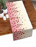 Valentine's Day Table Runner 36 Inches Short, Red Love Branches Modern Minimalism Pink Linen Small...