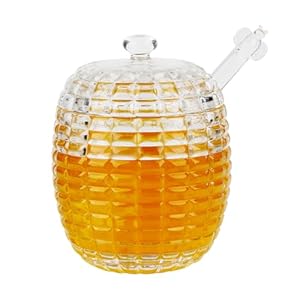 Cuteefun Szklany Słoik na Miód z Łyżeczką