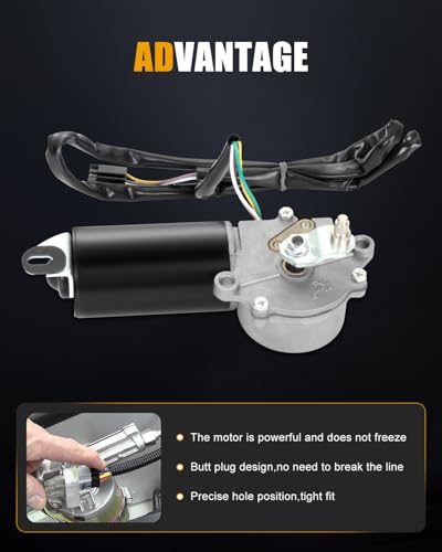 Image of ROADFAR Front Windshield Wiper Motor Compatible for Jeep for CJ5 1983 | For Jeep For CJ5 1983|For Jeep For CJ7 1983-1986|Replace AA185433|296245|5763696|40-433|4 Pins