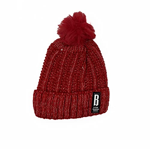 Image of SYGA Winter Beanie Hat for Women Warm Thick Cotton Lining Knit Bobble Pom Pom Skull Cap Fleece Lined Warm Cap Outdoor Sports Hat for Ladies Women Girl Free Size