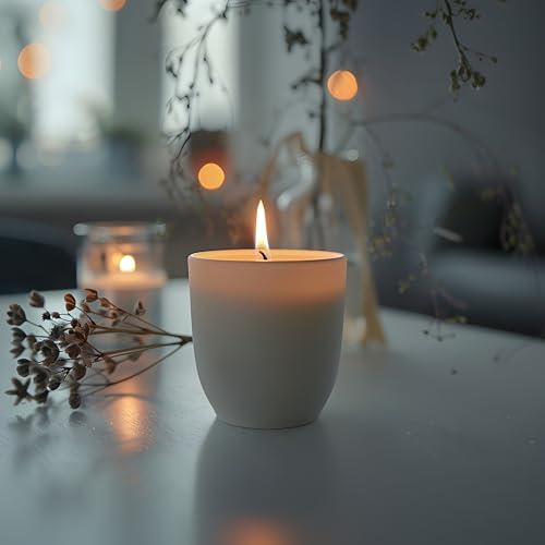 香りのキャンドルセット｜白い陶磁器の瓶入りキャンドルセット、家庭用アロマキャンドル、テーブルセッティング、ホリデーギフト - 2pc 白い陶磁器の瓶入りキャンドルギフト ソイキャンドル、ラベンダーツリーの香り/ココナッツバニラの香り [2]