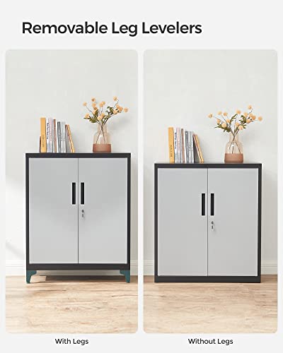 Songmics Garage Cabinet, Metal Storage Cabinet With Doors And Shelves, Office Cabinet For Home Office, Garage And Utility Room, Silver And Black Uomc013S01 #TOP4