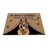 Ganshan Bi Personalized Door Mat with Funny German Shepherd Dog Welcome Floor Mat No Need to Knock I Know You're Here Gift for Dog Lover 23.6