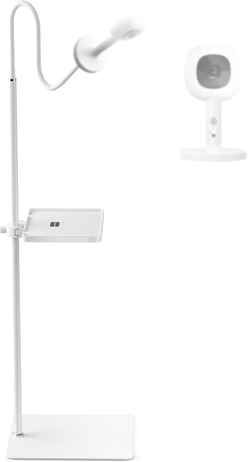 Floor Stand for Nanit Baby Monitor with Tray Compatible with Nanit Pro & Flex Stand, Gooseneck Swivel Holder with Adjustable Height Stable Base, No Tools or Wall Damage (Camera Not Included)