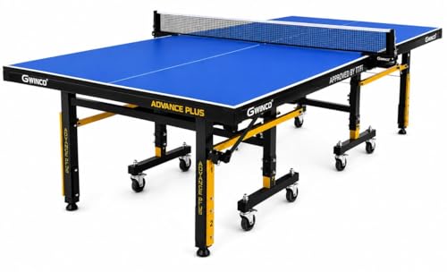 Image of GYMNCO Advanced Plus 25 MM (TT Table for Uniform Bounce Surface with UV Tech Technology) with Levelers Top 25 mm Cover + 2 TT Rackets &Balls