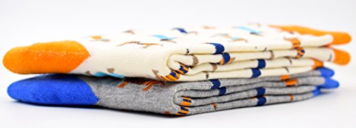 Carahere® Women's Cotton Animal Print Patterned Soft Fun Crew Socks 2 Pairs Dog Patterned #TOP6