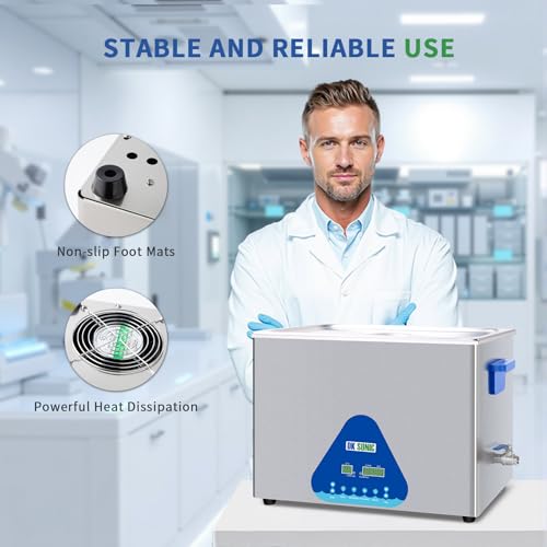 Image of DK SONIC Ultrasonic Cleaner 37L,720W Industrial Ultrasonic Parts Cleaner with Heater&Timer, Digital Control&Basket, Multiple Functions for Motorcycle Engines,Carburetors, Chains
