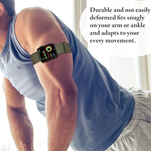 Image of Ankle /Arm Band Compatible with Apple Watch 49mm 46mm 45mm 44mm 42mm 41mm 40mm 38mm, Breathable Nylon Armband for IWatch SE Ultra Series 10 9 8 7 6 5 4 3 2 1, Stretchy Ankle Strap for Women Men