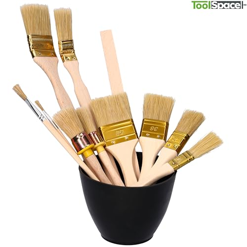 ToolSpace Pinselset - Flache Pinsel, Runde Kalorische Pinsel - Malerpinsel Zum Streichen - Verschiedene Farbtypen: Acryl, Emulsion, Lacke, Naturborstenpinsel für DIY Wand- und Möbelmalerei Malerpinsel