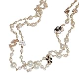 Collar de perlas para mujer – Acabado alto pulido, diseño del colgante geométrico, perlas de imitación incrustadas, ligero, cómodo, tamaño 81 cm | Regalo accesorio para joyas de uso diario,