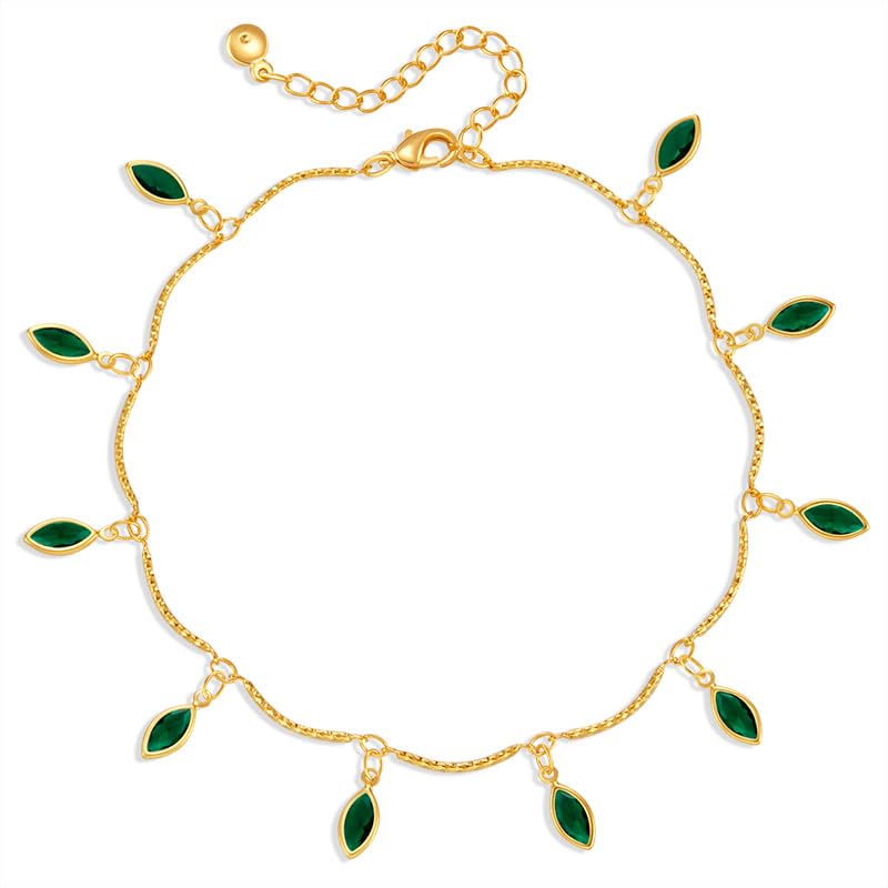 Yumikoo 18k Gold Plated Anklet, Women Adjustable Gold Tone Ankle Bracelet