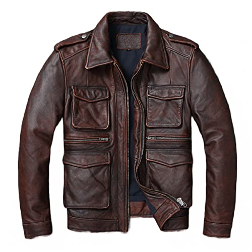 Men's Leather Motorcycle Casual Jacket – Men Cafe Racer Real Lambskin Biker Style Leather Jackets for Mens